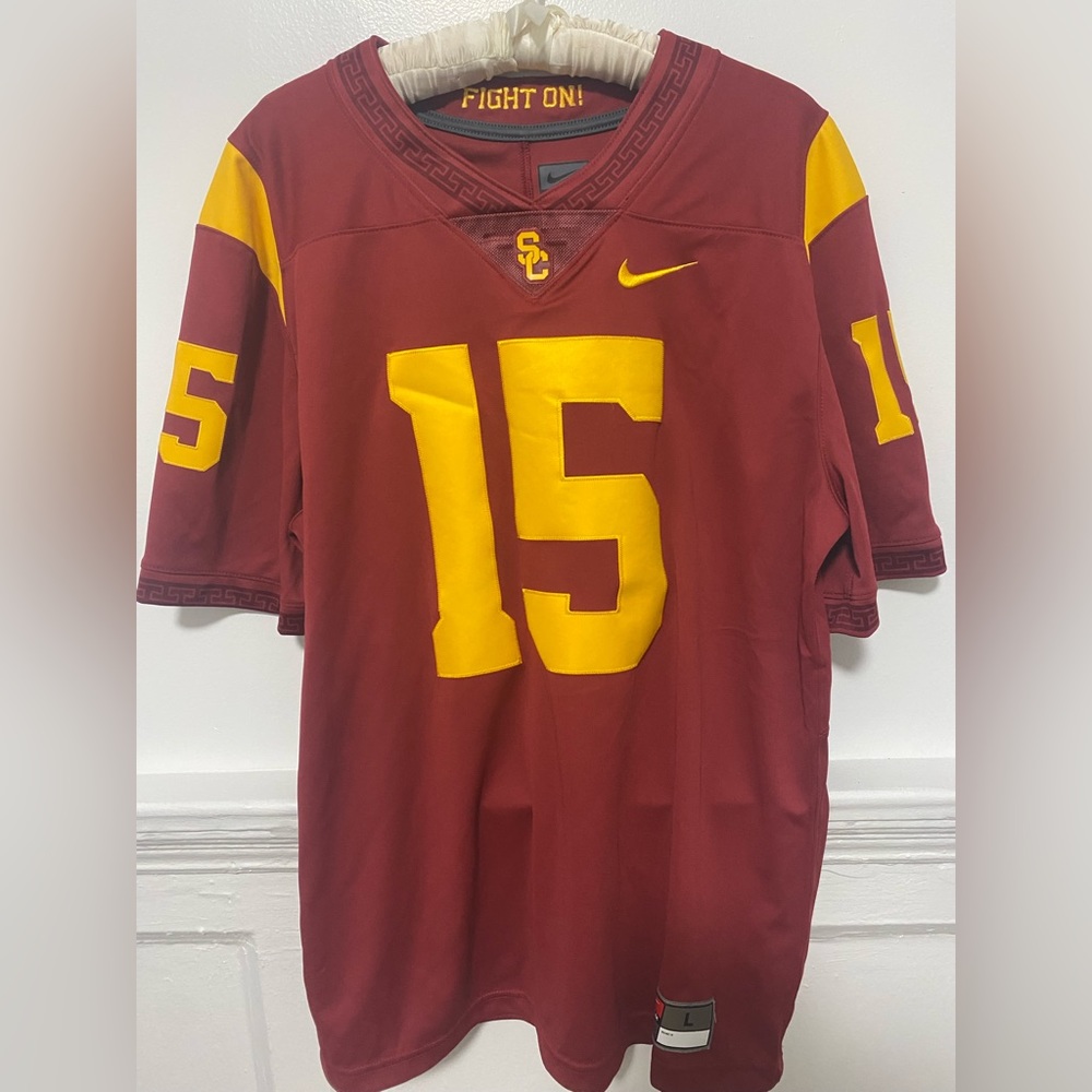 Nike Men’s USC Cardinal and Gold Football Jersey #15